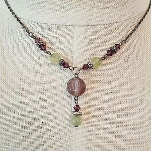 Handmade Jade Crystal Necklace Sterling Coachella